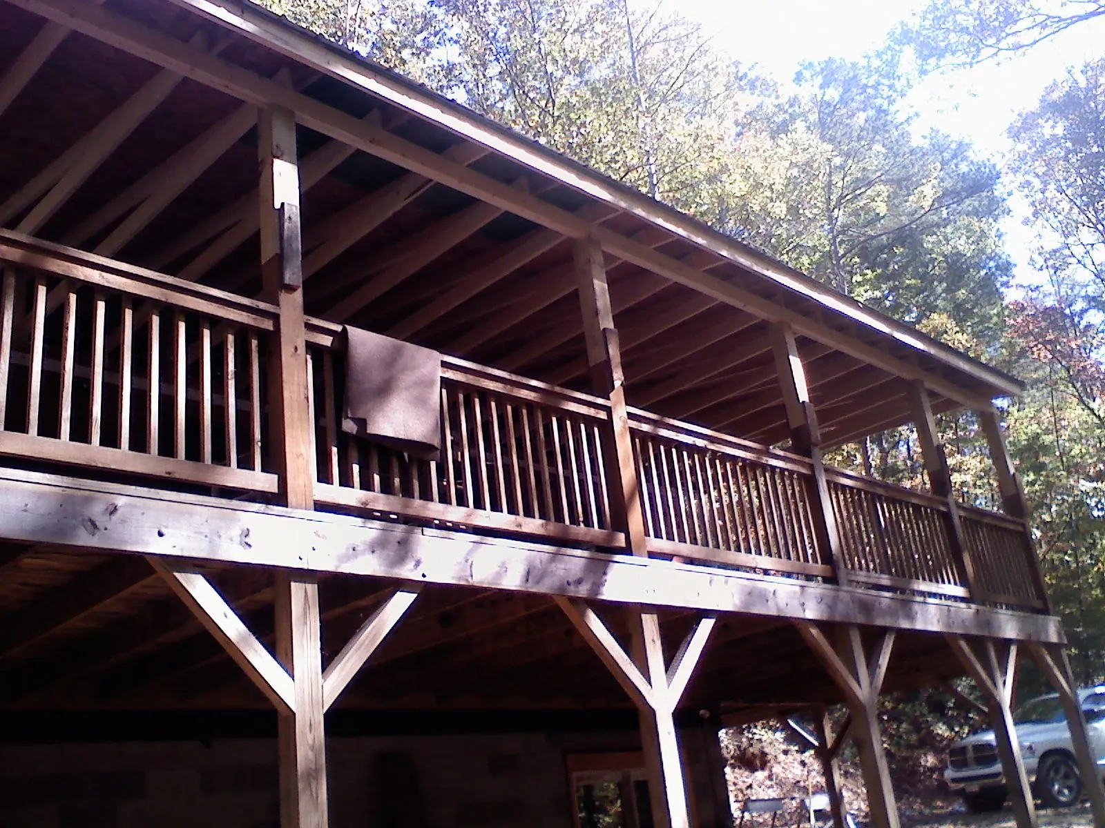 Timber framing under a new elevated porch and deck — Roof Leak Repair in Alvo by Roofing Brothers